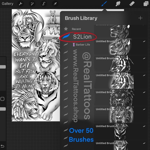 S2 Lion *Procreate BrushSet & PDF file